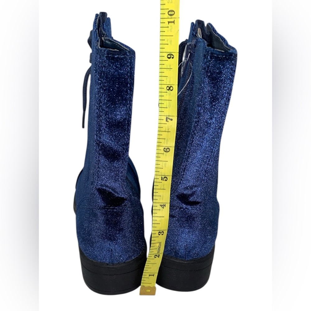Arizona Jean Co Julie Booties Blue Velvet Lace Up Memory Foam Combat Boots Sz 10 - Picture 7 of 11
